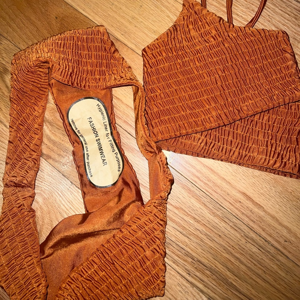 Copper/Rust-Colored Textured Bikini - Picture 4 of 5